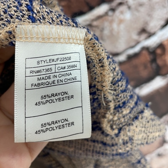 Jack BB Dakota Sweater Knit Brown Blue Pockets Roll Tab Sleeve Medium - Picture 7 of 11